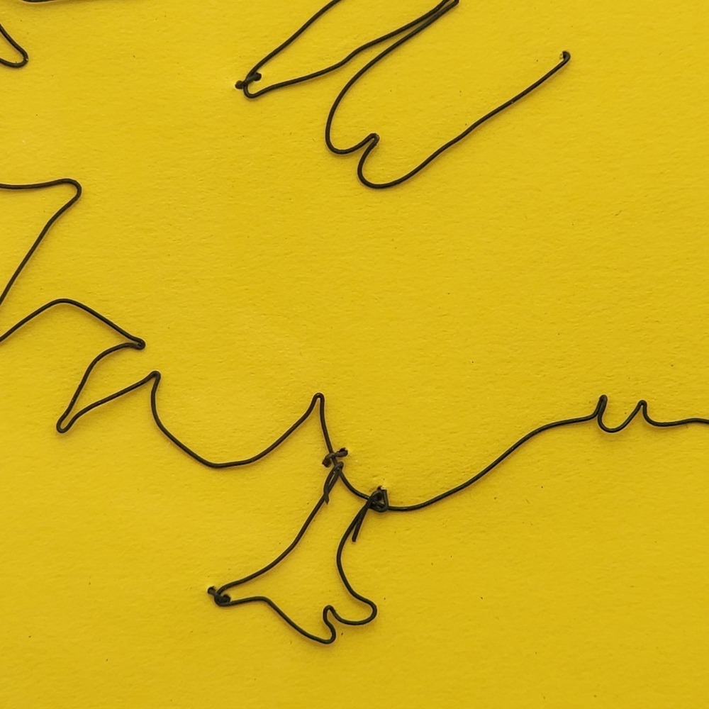 Handcrafted Quacking Duck Framed Wire Art Yellow Backing Music Note 14x11 Cute - Picture 5 of 5